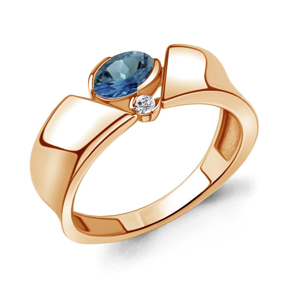 

Кольцо из серебра с топазом\фианитом Aquamarine Aquamarine 6965708А_925_з р, 6965708А_925_з