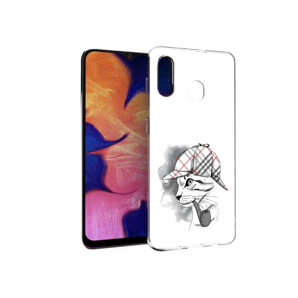 

Чехол MyPads Tocco для Samsung Galaxy A30 кошка с трубкой (PT126700.499.405), Прозрачный, Tocco