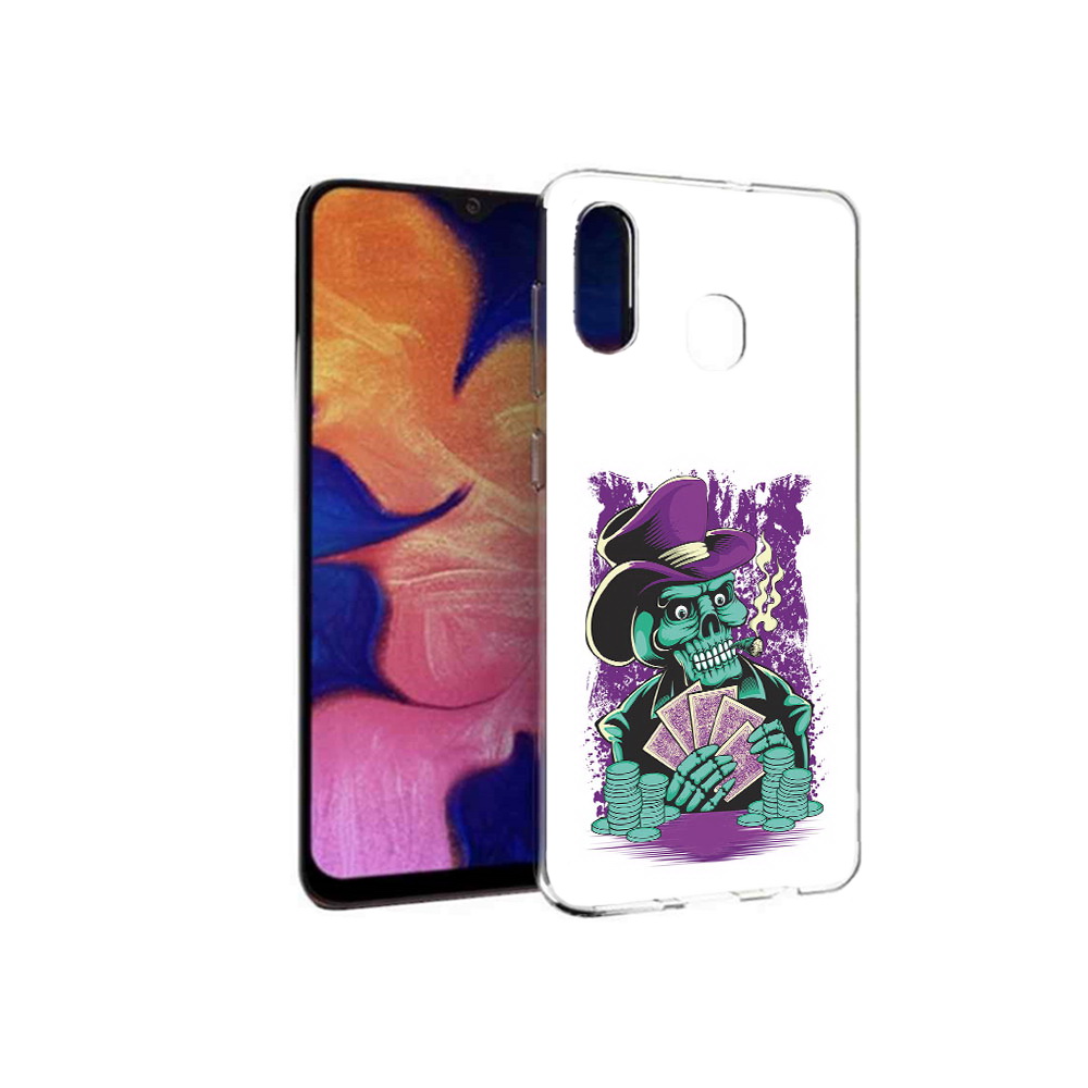 

Чехол MyPads Tocco для Samsung Galaxy A30 зеленый череп с картами (PT126700.499.361), Прозрачный, Tocco