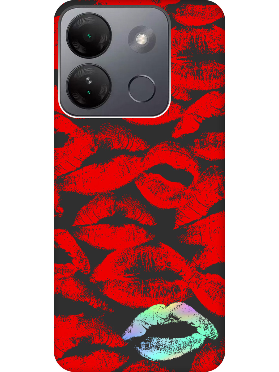 

Силиконовый чехол на Infinix Smart 7 HD с принтом "Серебристый поцелуй" матовый черный, Черный;красный;серебристый, 769392091