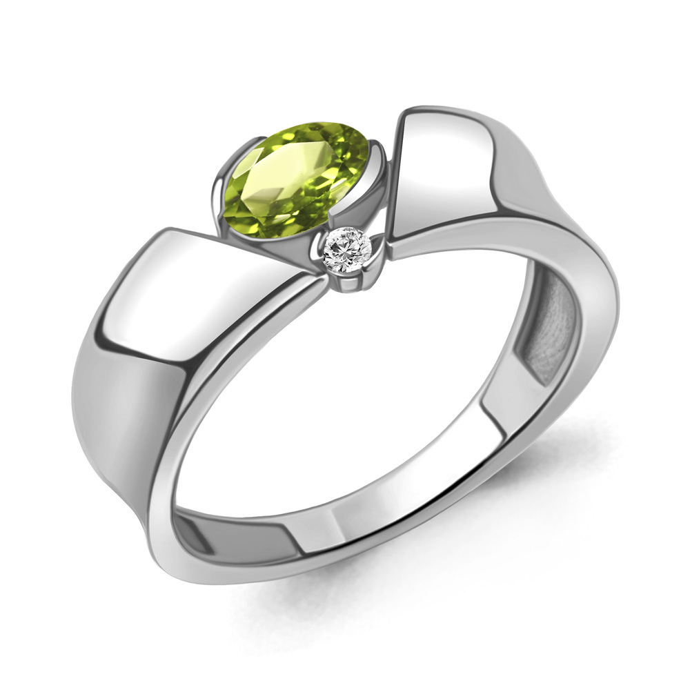 

Кольцо из серебра с хризолитом\фианитом Aquamarine Aquamarine 6965707А_925_р р. 16,5, 6965707А_925_р