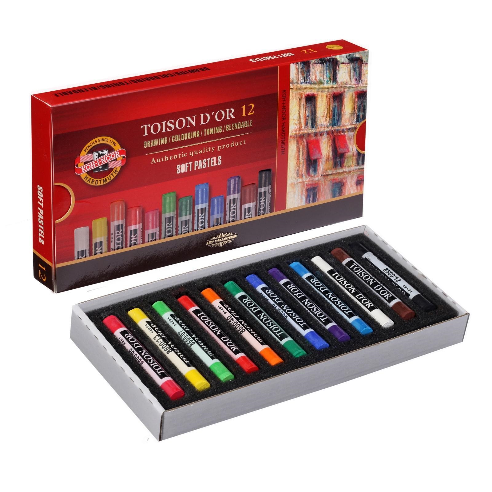 

Пастель сухая 12 цветов, Soft Koh-I-Noor 8512 TOISON D`OR, картонная упаковка, Разноцветный