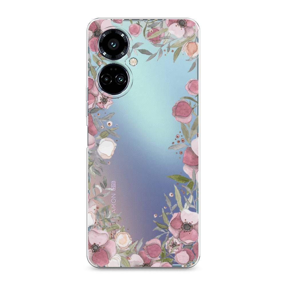 

Силиконовый чехол "Розовая цветочная рамка" на Tecno Camon 19 Pro