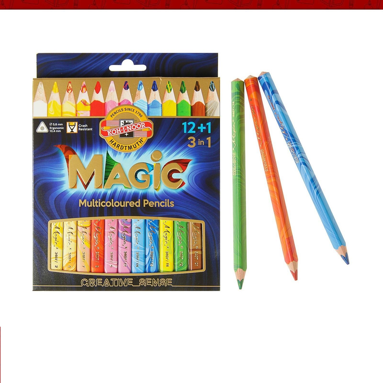 

Карандаши 13 цветов 5.6 мм Koh-I-Noor Magic 3408, с многоцветным грифелем, Микс