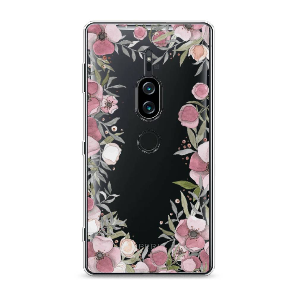 фото Силиконовый чехол "розовая цветочная рамка" на sony xperia xz2 premium awog