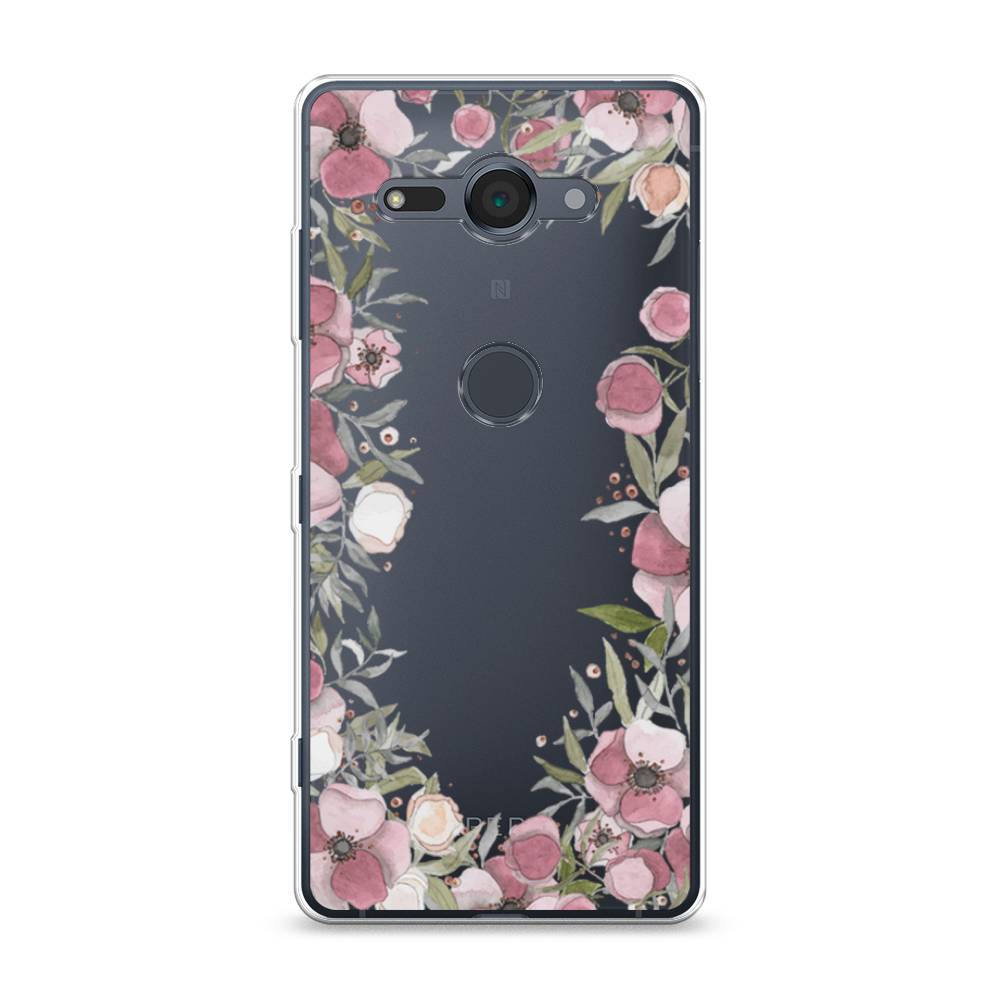 фото Силиконовый чехол "розовая цветочная рамка" на sony xperia xz2 compact awog