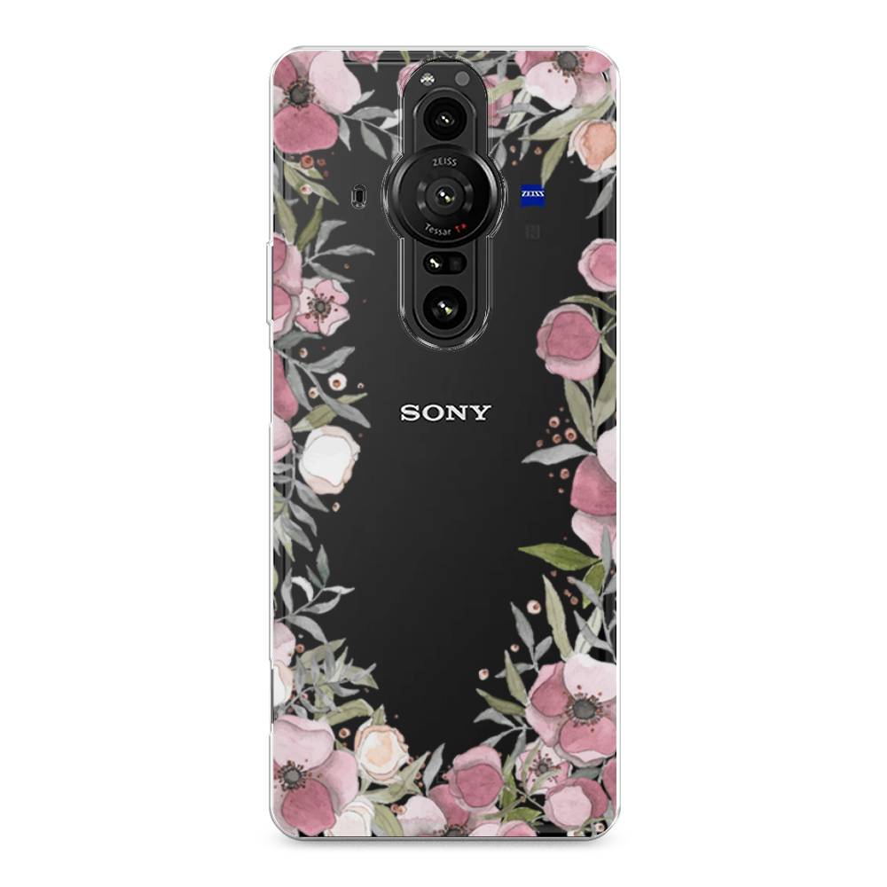 фото Силиконовый чехол "розовая цветочная рамка" на sony xperia pro-i awog