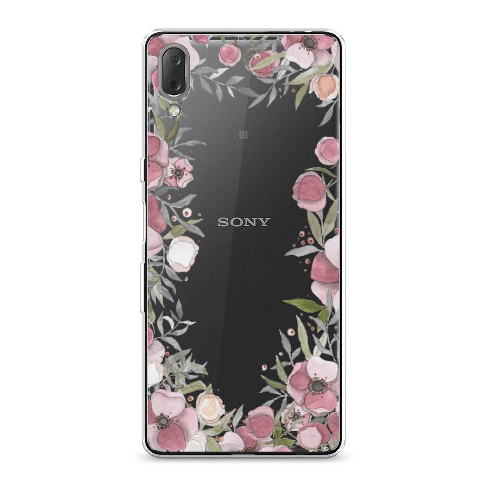 фото Силиконовый чехол "розовая цветочная рамка" на sony xperia l3 awog