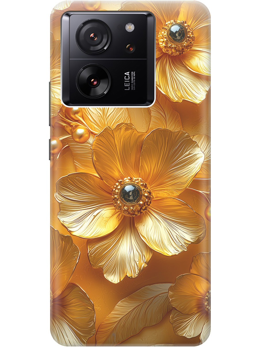 

Силиконовый чехол на Xiaomi 13T / 13T Pro с принтом "Золотые цветы", Прозрачный;золотистый;черный, 776584823
