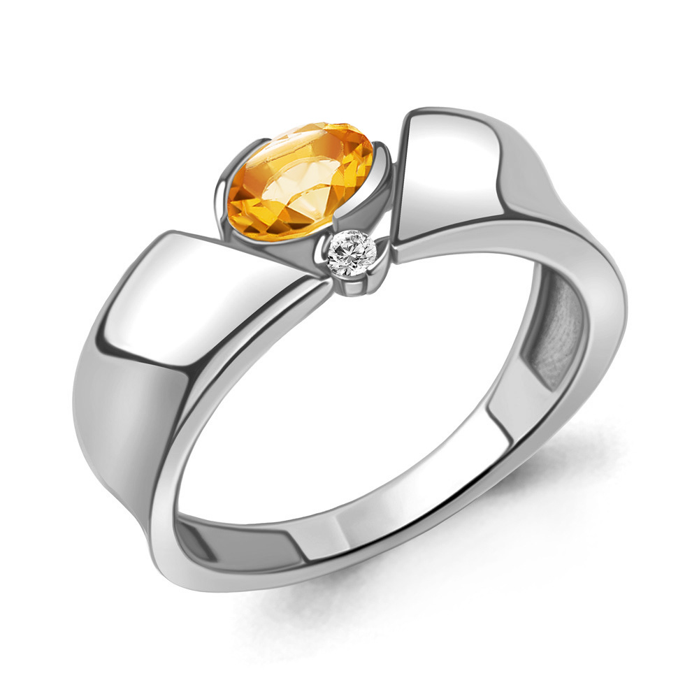 

Кольцо из серебра с цитрином\фианитом Aquamarine Aquamarine 6965706А_925_р р. 17,5, 6965706А_925_р