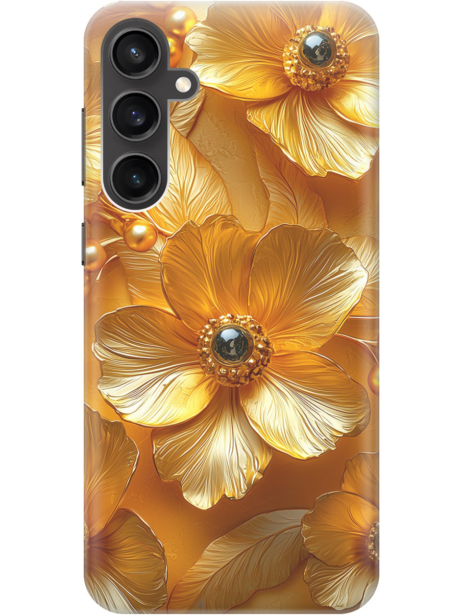 

Силиконовый чехол на Samsung Galaxy S23 FE с принтом "Золотые цветы", Прозрачный;золотистый;черный, 776581523