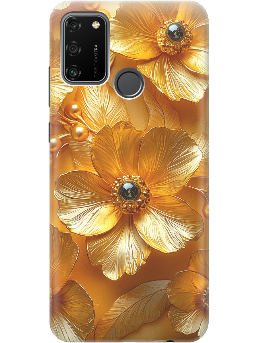

Силиконовый чехол на Honor 9A с принтом "Золотые цветы", Прозрачный;золотистый;черный, 722942023