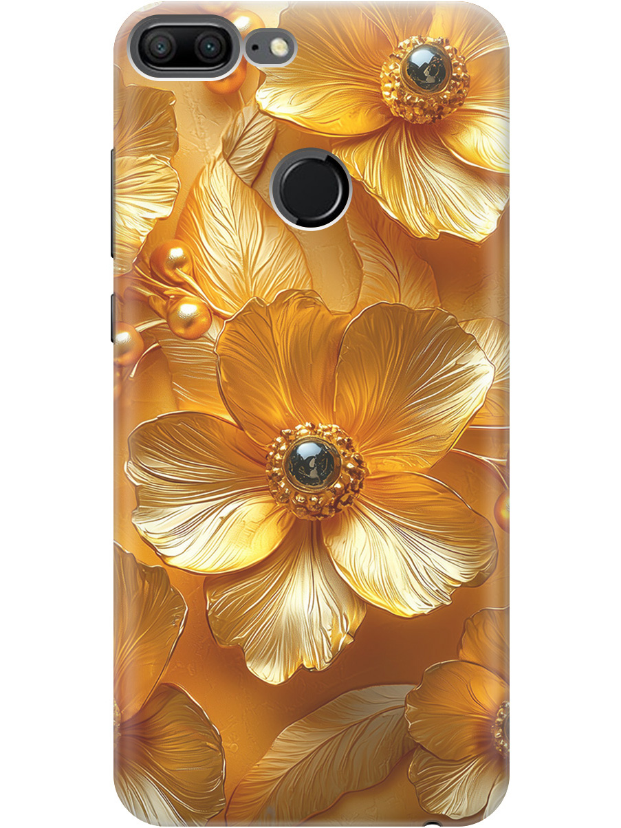 

Силиконовый чехол на Honor 9 Lite с принтом "Золотые цветы", Прозрачный;золотистый;черный, 717568423
