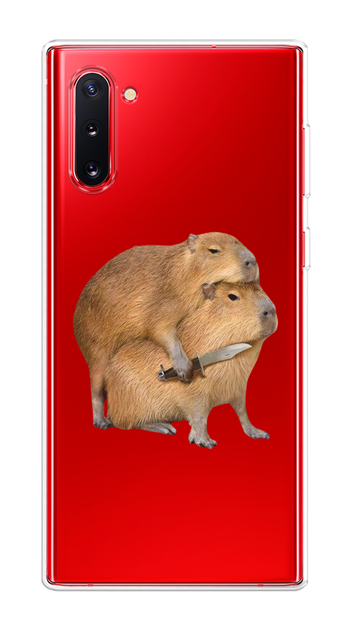 

Чехол на Samsung Galaxy Note 10 "Капибара с ножом", Бежевый, 28650-1