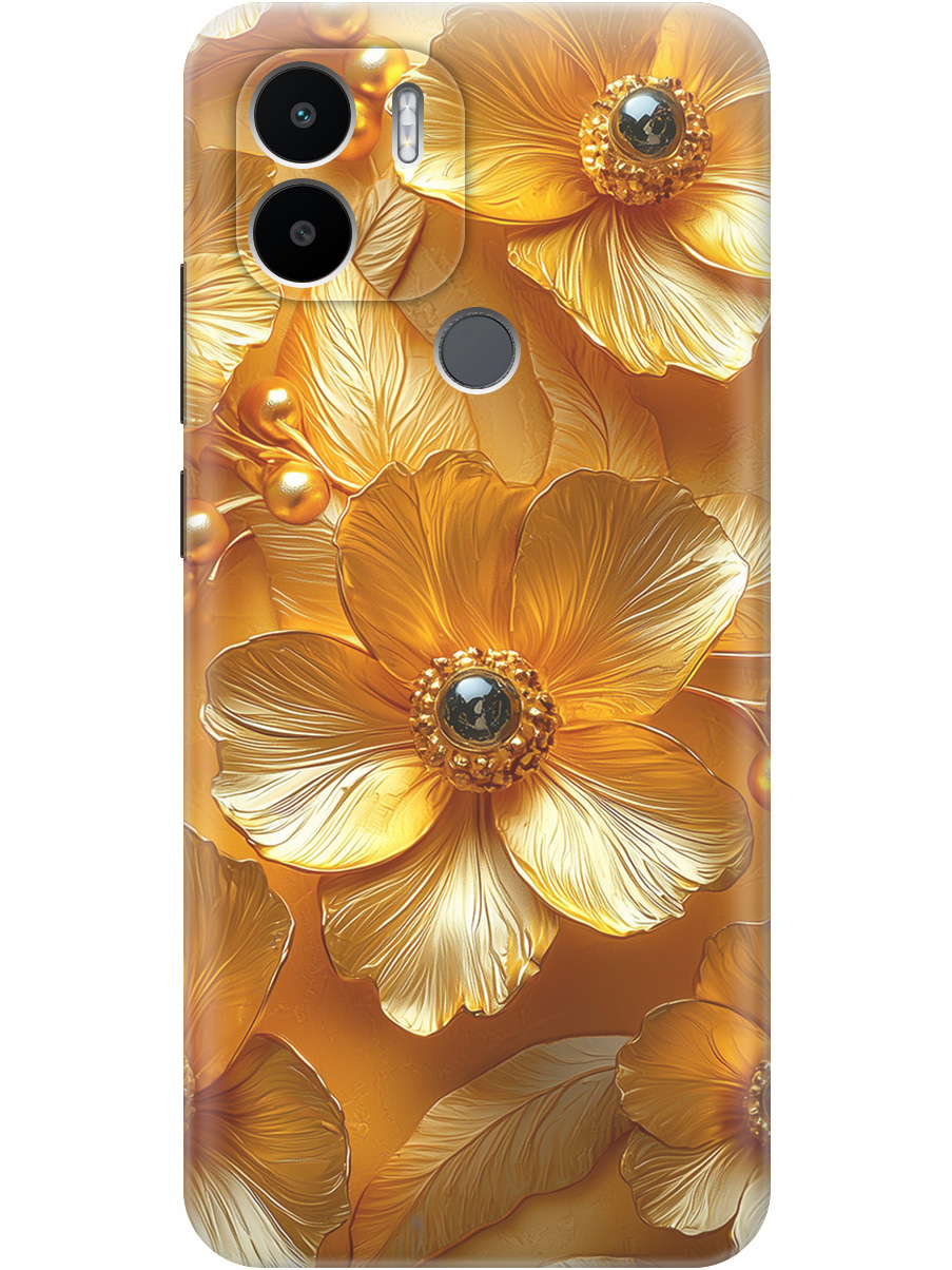 

Силиконовый чехол на Xiaomi Redmi A1+ / A2+ / Poco C50 / C51 с принтом "Золотые цветы", Прозрачный;золотистый;черный, 762092123