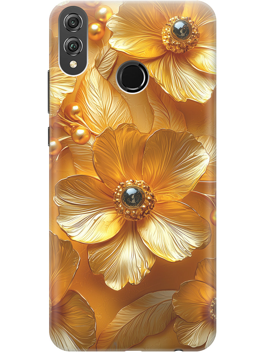 

Силиконовый чехол на Honor 8X с принтом "Золотые цветы", Прозрачный;золотистый;черный, 719355523