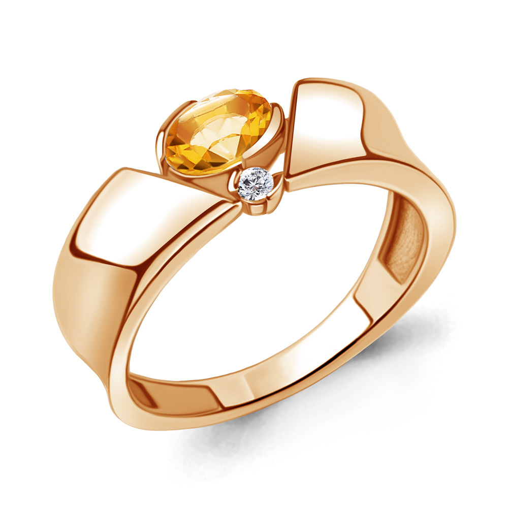 

Кольцо из серебра с цитрином\фианитом Aquamarine Aquamarine 6965706А_925_з р. 18, 6965706А_925_з