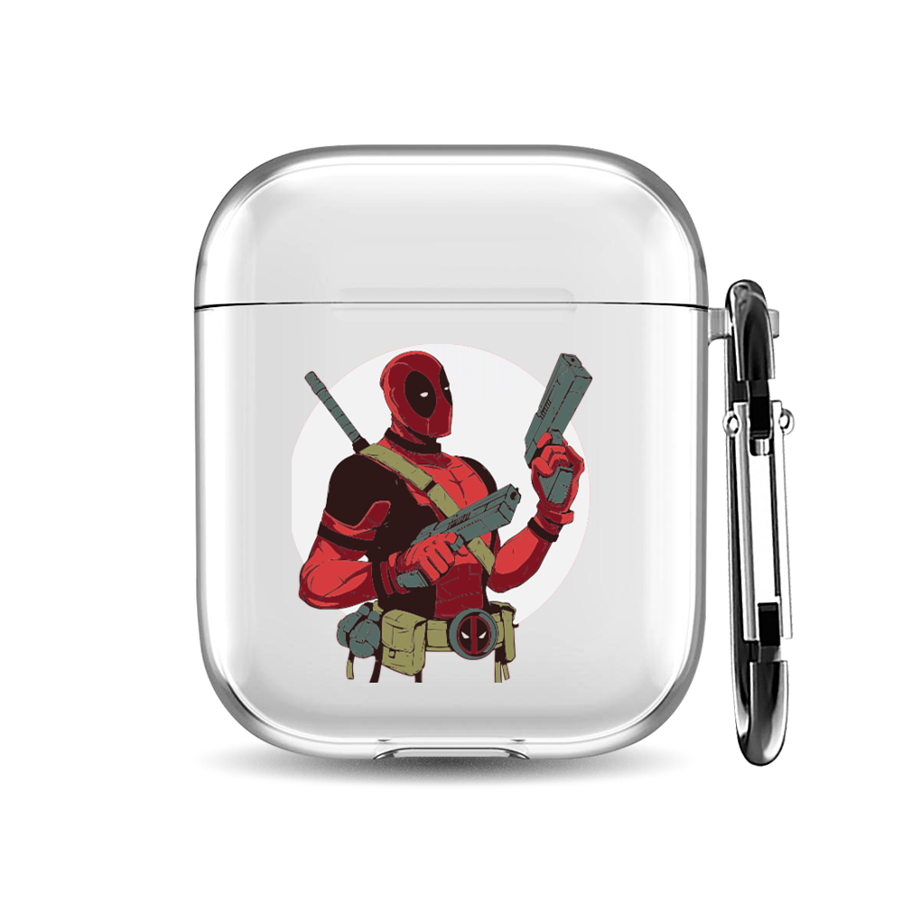 

Силиконовый чехол для наушников Airpods 1/2 "Дэдпул в белом кругу", AIPC-410-9A-1