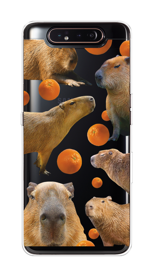 

Чехол на Samsung Galaxy A80 "Капибара и апельсины", Бежевый;оранжевый, 28350-1