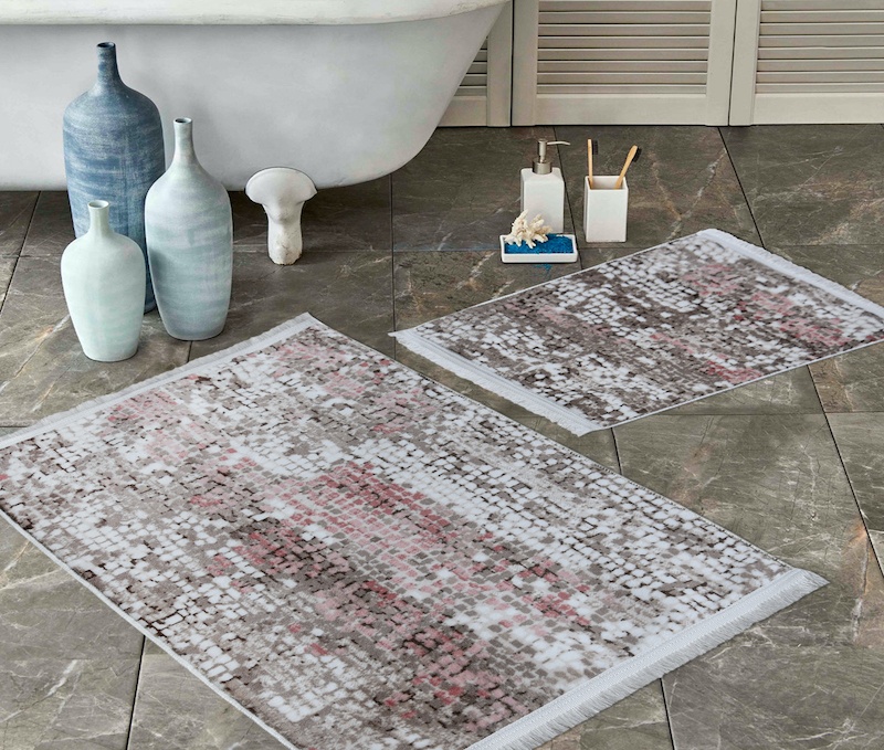 фото Набор ковриков для ванной и туалета venera, 60x100/50x60 см, бежево-розовый