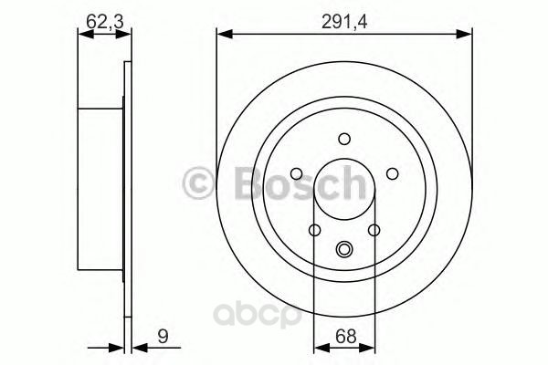 

Тормозной диск Bosch задний для Nissan Juke, Qashqai 2006- 291,5 мм 0986479R14