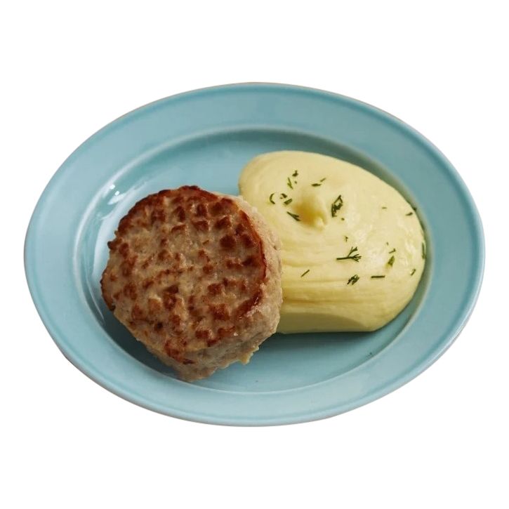 

Биточек куриный с капустой и картофельным пюре 200 г