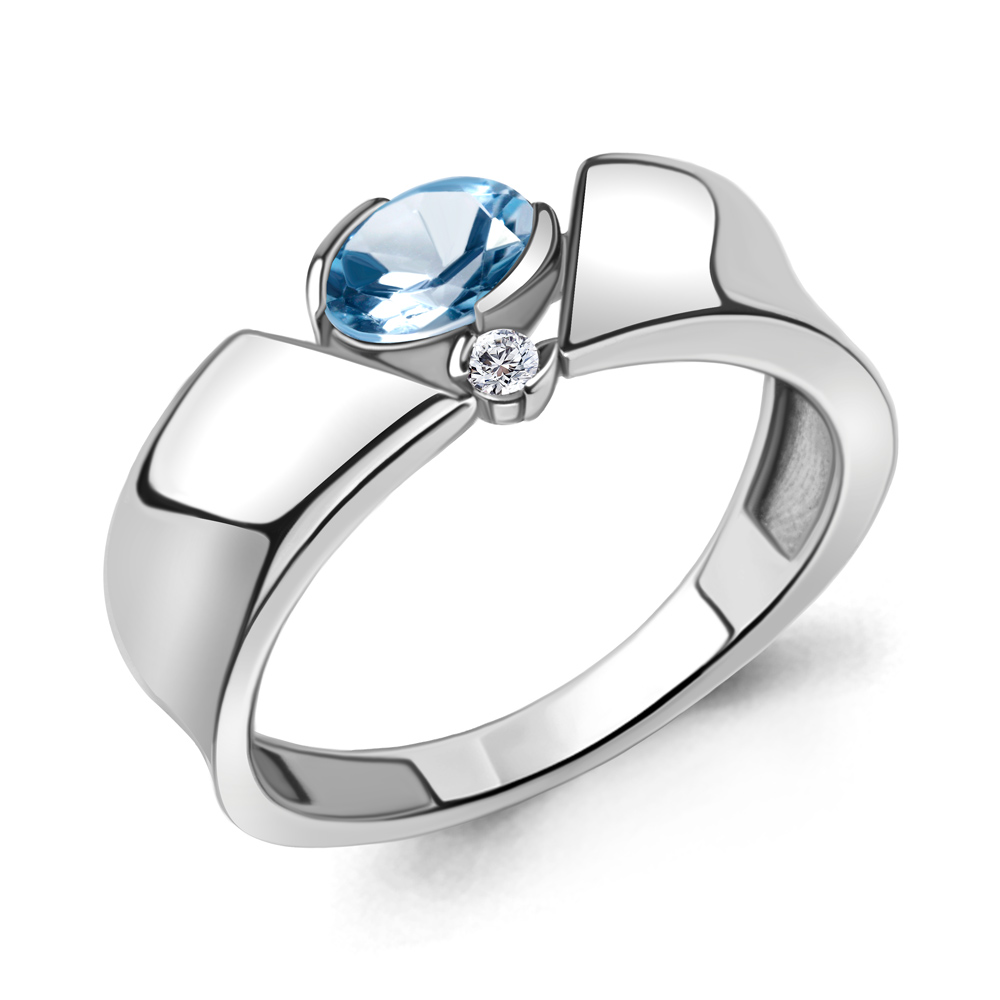 

Кольцо из серебра с топазом\фианитом Aquamarine Aquamarine 6965705А_925_р р. 18, 6965705А_925_р