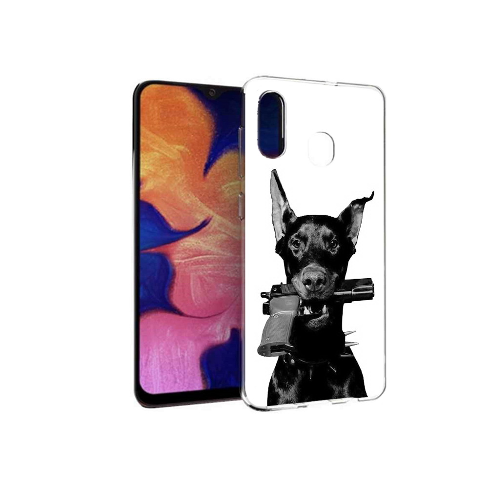 

Чехол MyPads Tocco для Samsung Galaxy A30 доберман с пистолетом (PT126700.499.331), Прозрачный, Tocco