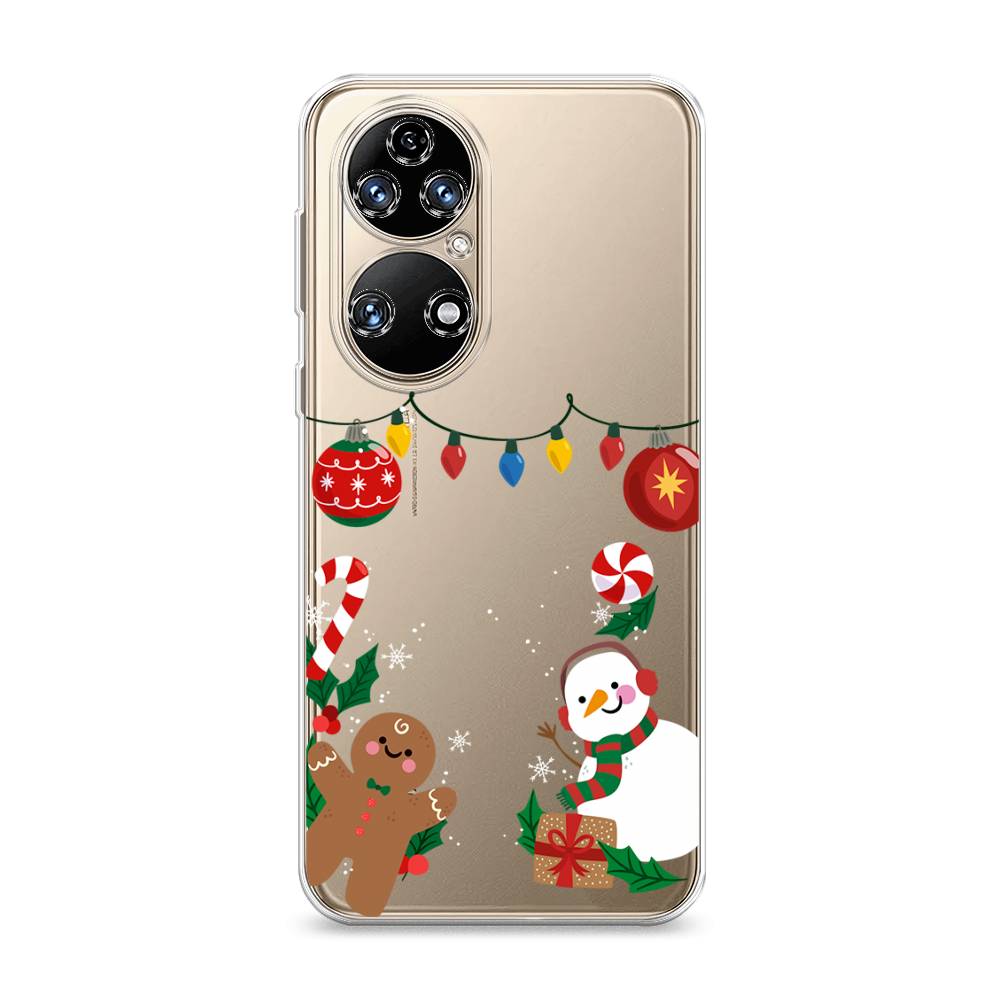 

Чехол на Huawei P50 "Новогоднее настроение", Коричневый;красный;зеленый, 6104950-5
