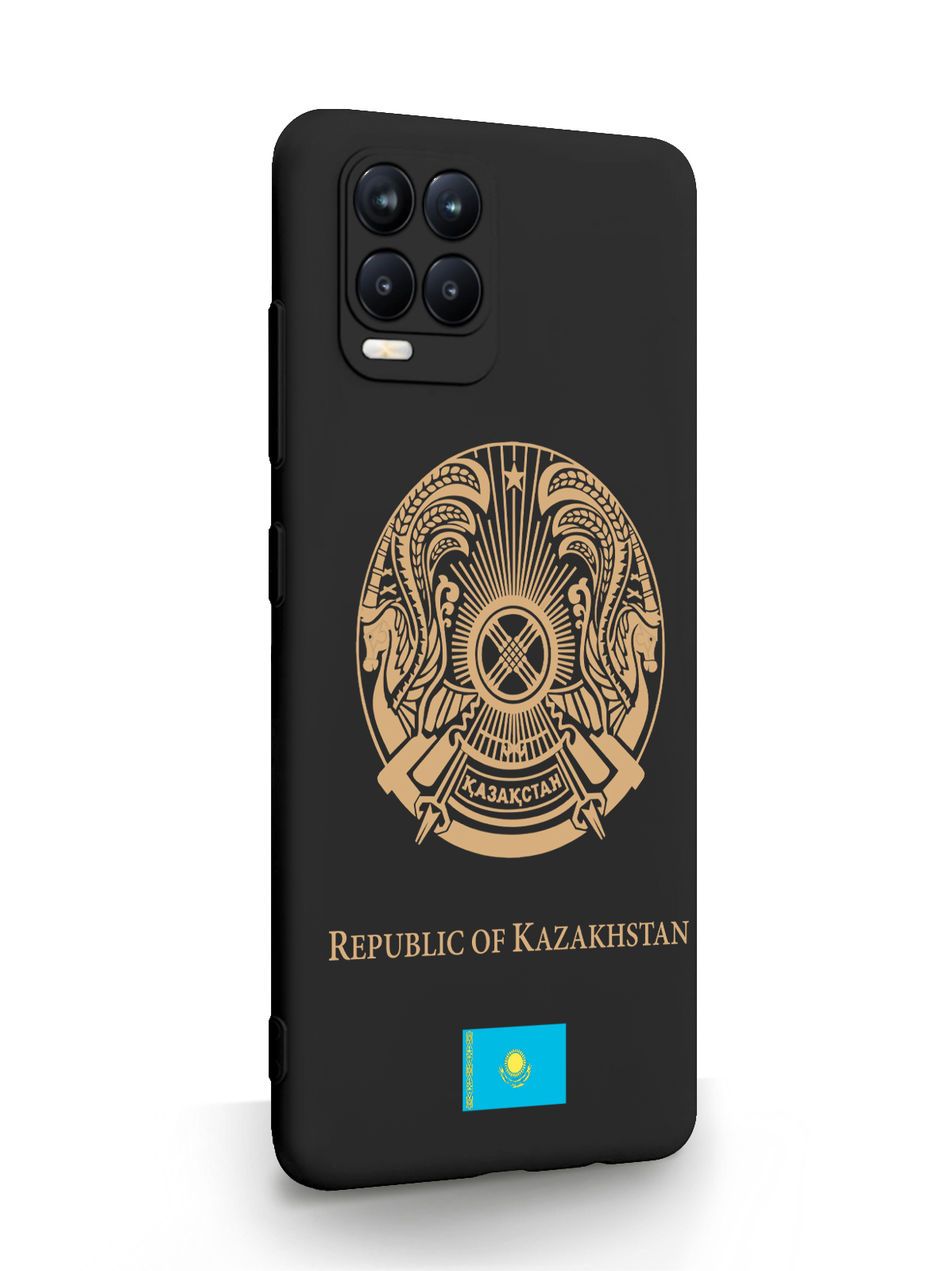 фото Чехол signumcase для realme 8 золотой герб казахстана черный