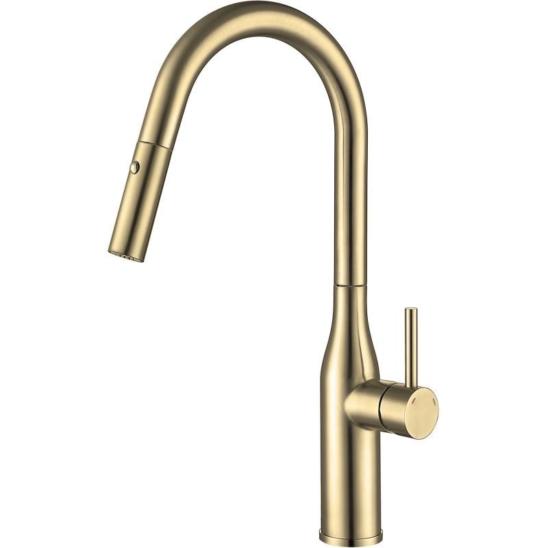 

Смеситель для кухни Gappo G98-43 G4XF39DW8-BX43QUс выдвижным изливом, сатин золотой, Золотистый, G98-43 G4398-43