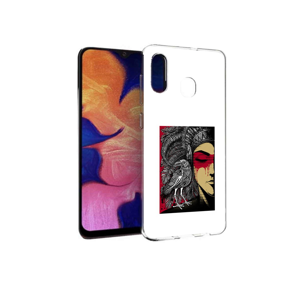 

Чехол MyPads Tocco для Samsung Galaxy A30 девушка с вороном в абстракции, Прозрачный, Tocco