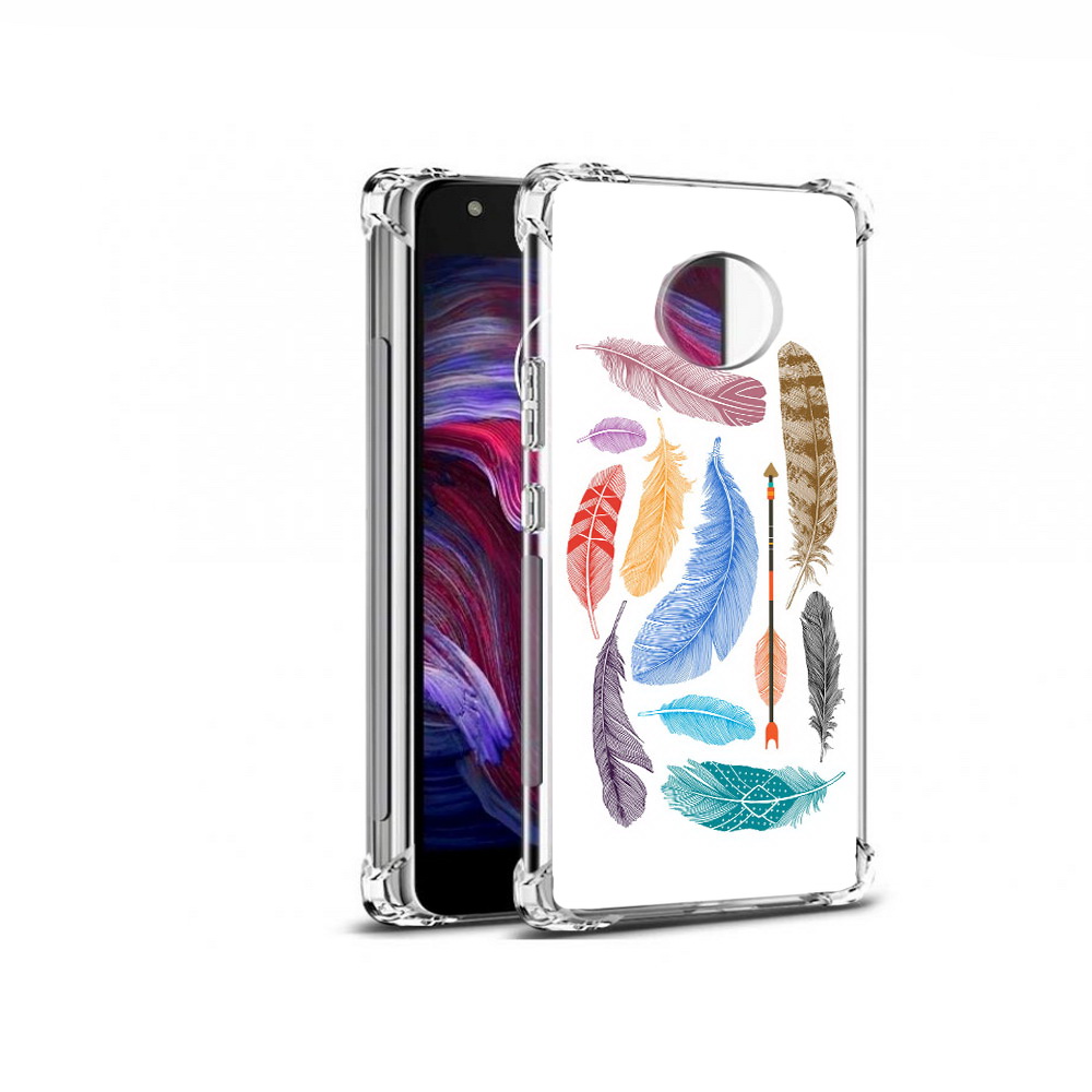

Чехол MyPads Tocco для Motorola Moto X4 разноцветные перья (PT96319.371.572), Прозрачный, Tocco