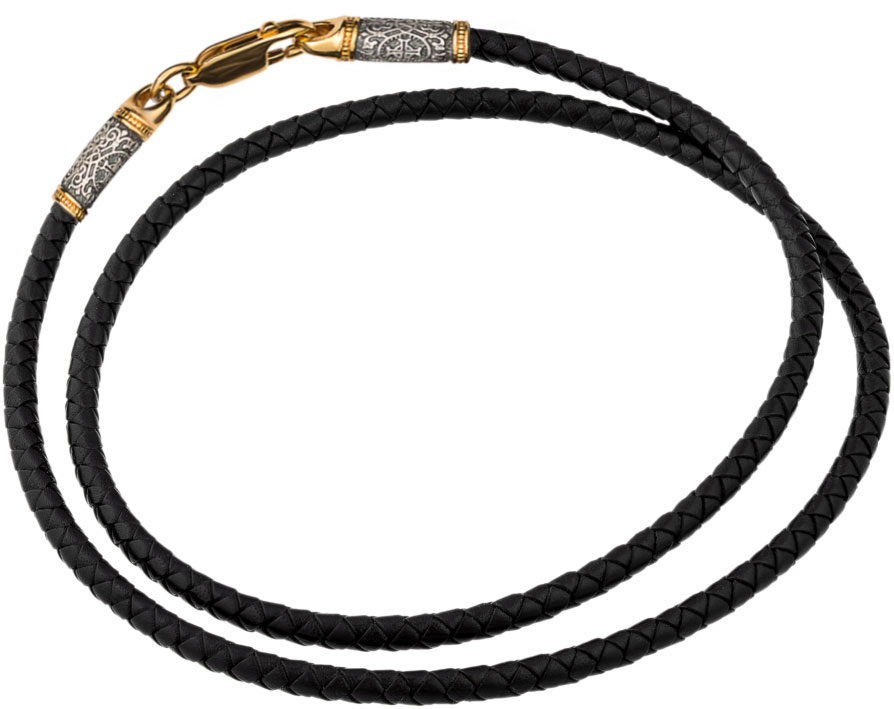 Браслет из серебра и кожи р.60 Ювелия 05.096