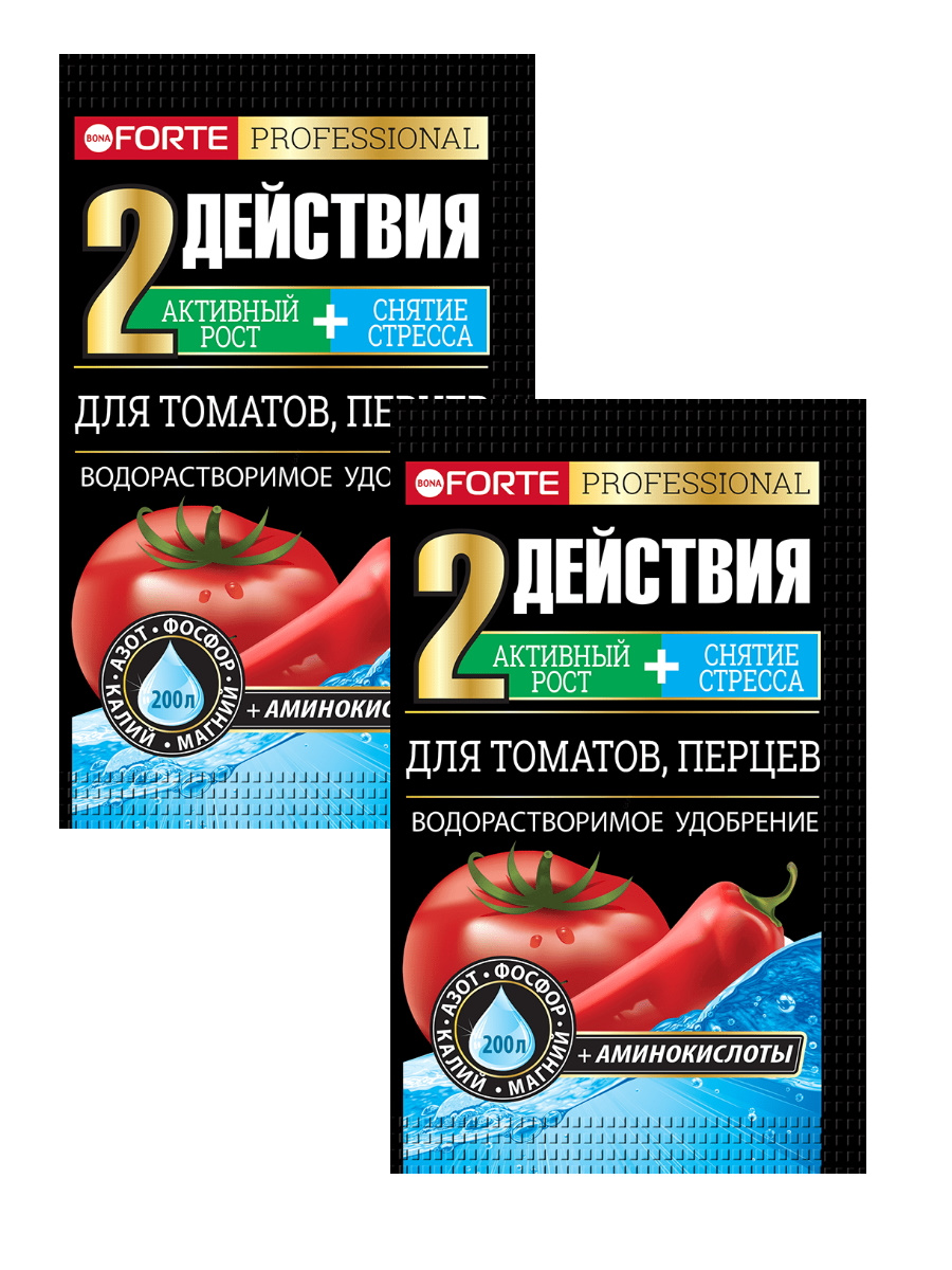 Комплект Bona Forte 23-00310 Удобрение водорастворимое для томатов перцев 100 гр х 2