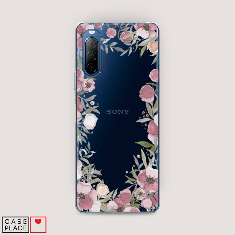 фото Силиконовый чехол "розовая цветочная рамка" на sony xperia 10 ii awog