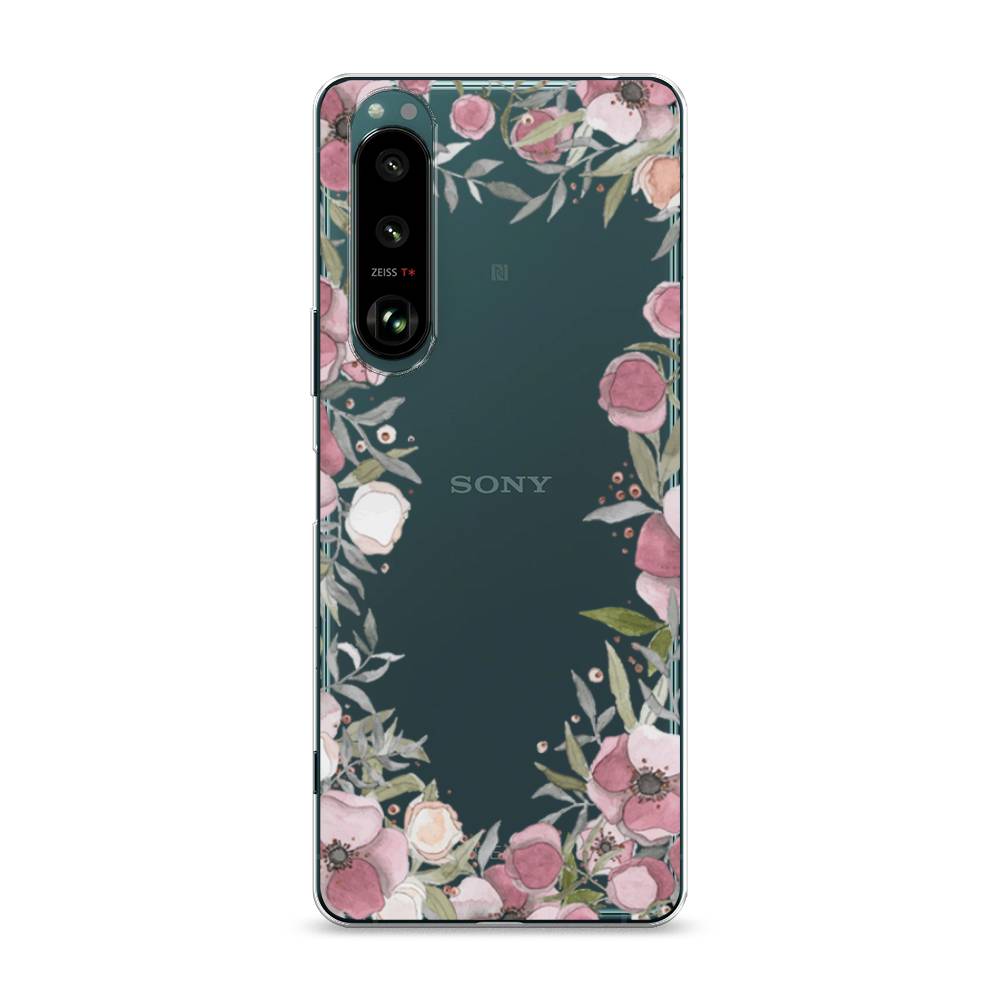 фото Силиконовый чехол "розовая цветочная рамка" на sony xperia 1 iii awog