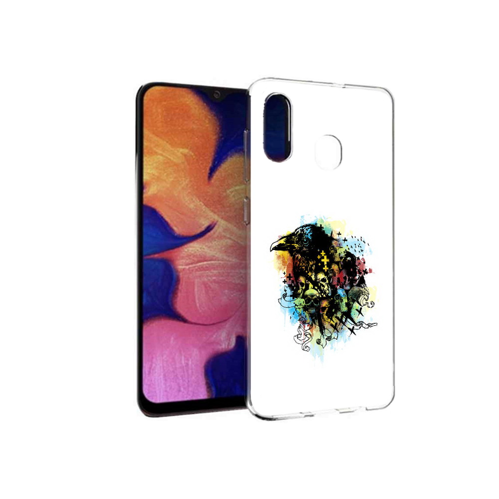 

Чехол MyPads Tocco для Samsung Galaxy A30 ворон и черепа (PT126700.499.273), Прозрачный, Tocco