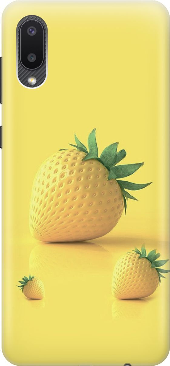 

Силиконовый чехол на Samsung Galaxy A02 "Желтая клубника", Черный, 7031