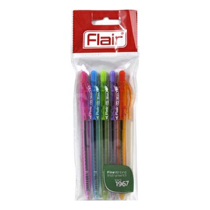 фото Набор ручек шариковых flair q-max neon, синие, 1,2 мм, 5 шт.