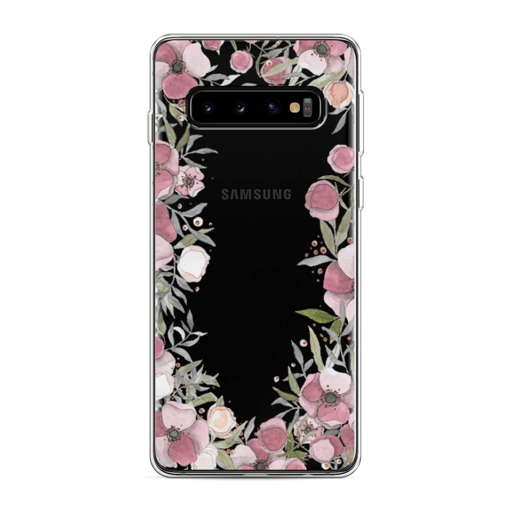 фото Силиконовый чехол "розовая цветочная рамка" на samsung galaxy s10 awog