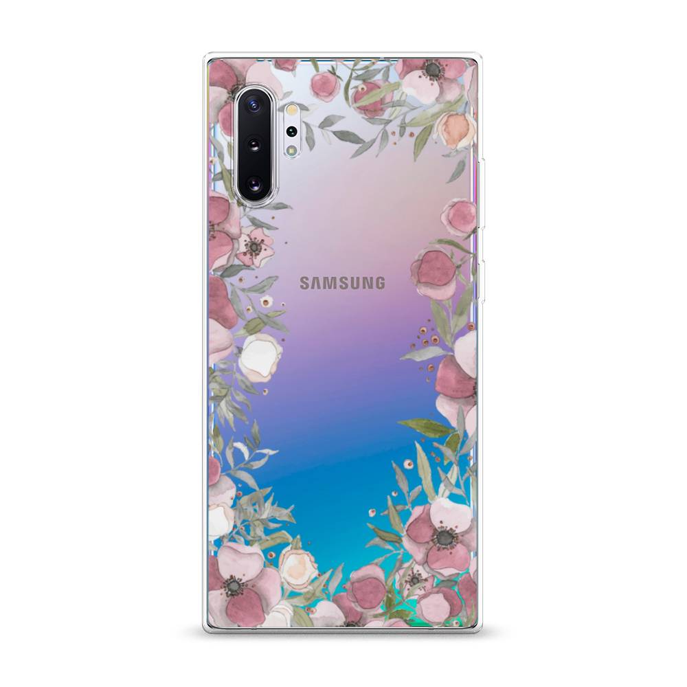 фото Силиконовый чехол "розовая цветочная рамка" на samsung galaxy note 10 + awog