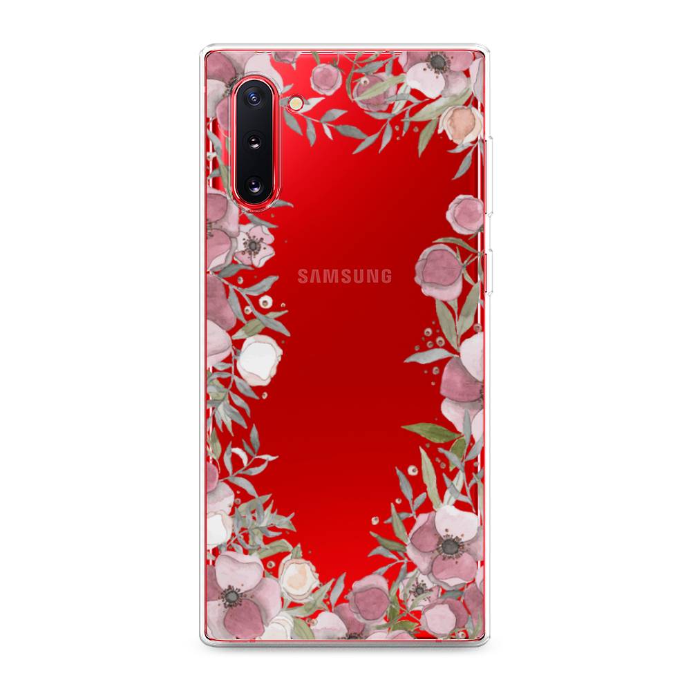 фото Силиконовый чехол "розовая цветочная рамка" на samsung galaxy note 10 awog