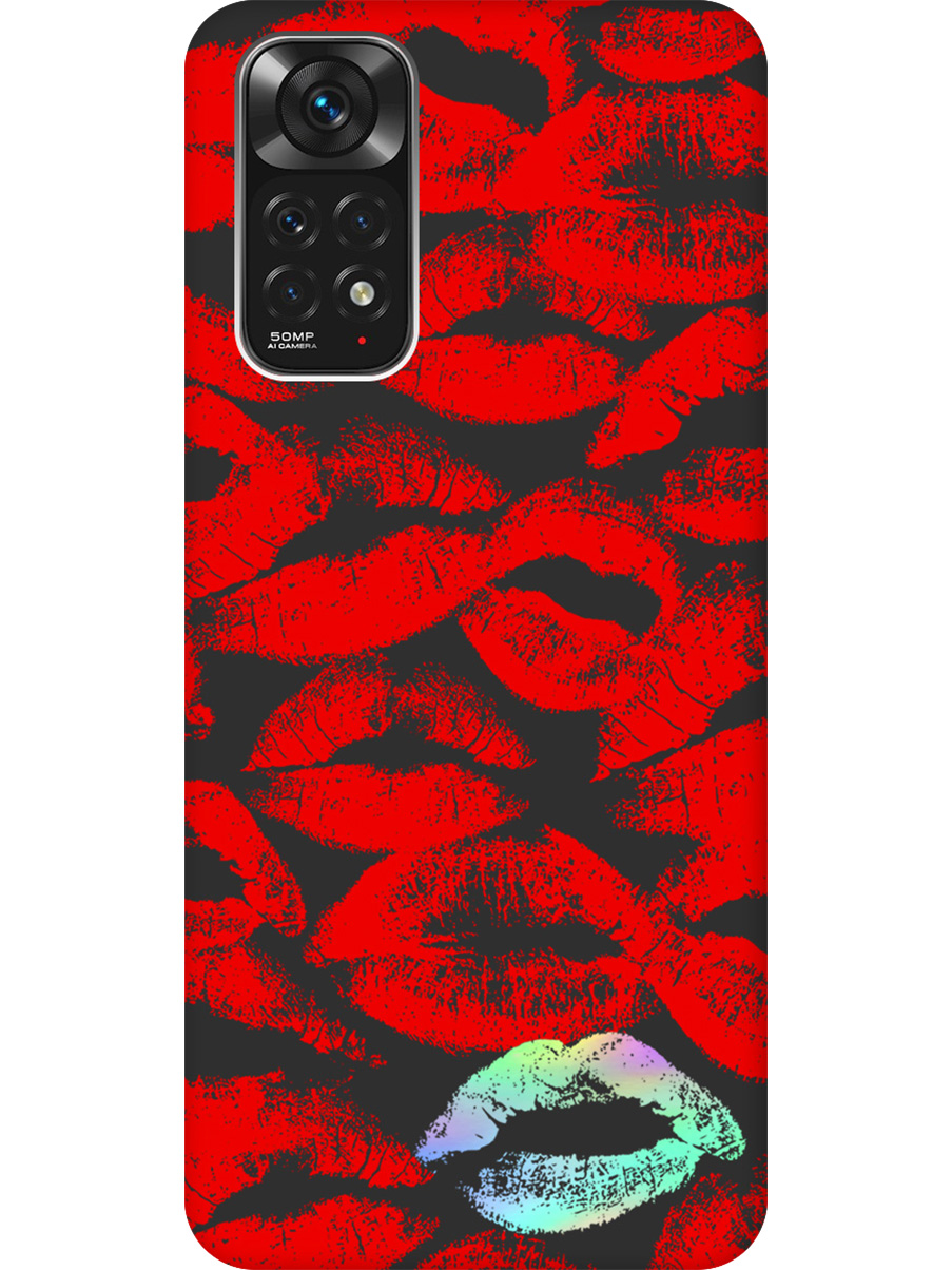 

Силиконовый чехол на Xiaomi Redmi Note 11/Note 11S с принтом матовый черный 860061, Черный;красный;серебристый, 735250291