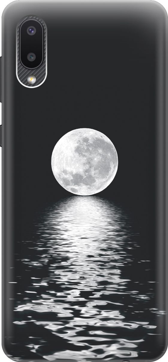 

Силиконовый чехол на Samsung Galaxy A02 "Луна над морем", Белый;черный, 7030