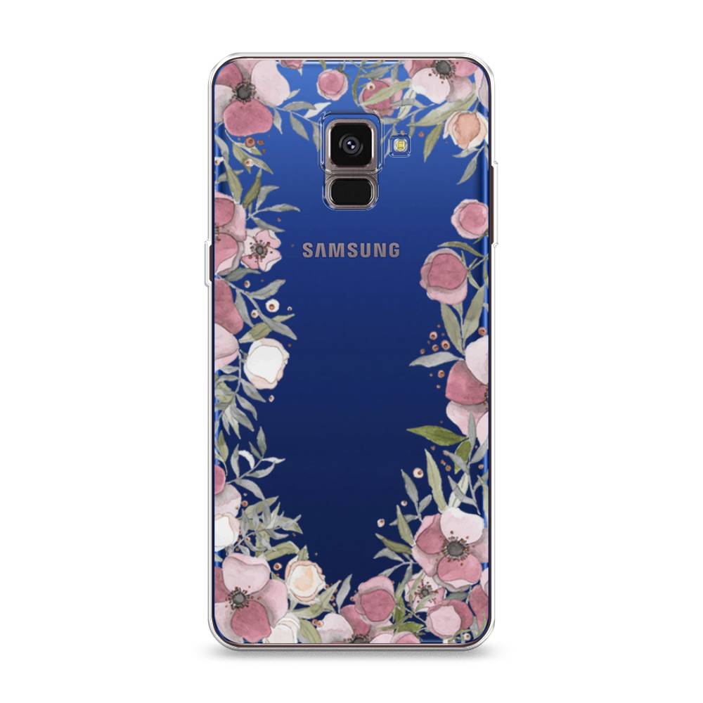 

Чехол Awog на Samsung Galaxy A8 2018 "Розовая цветочная рамка", Разноцветный, 25450-8