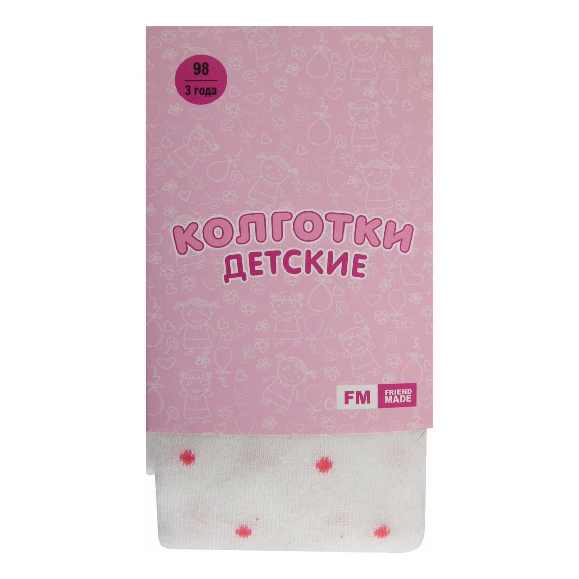 

Колготки детские FM friend made р. 104, Белый;розовый