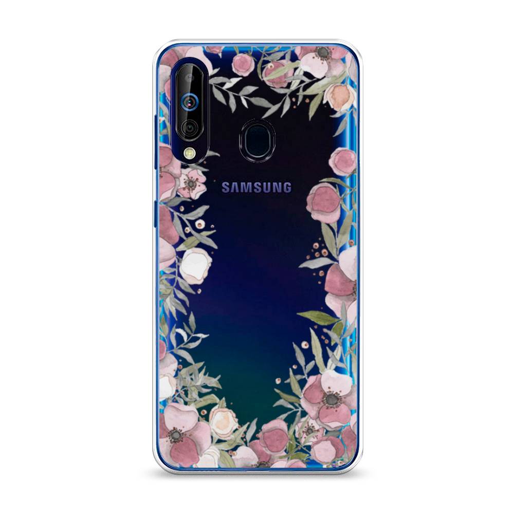 фото Силиконовый чехол "розовая цветочная рамка" на samsung galaxy a60 awog