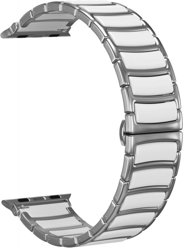 

Ремешок стальной Camo для Apple Watch Series 7 45mm (Серебристо - белый)