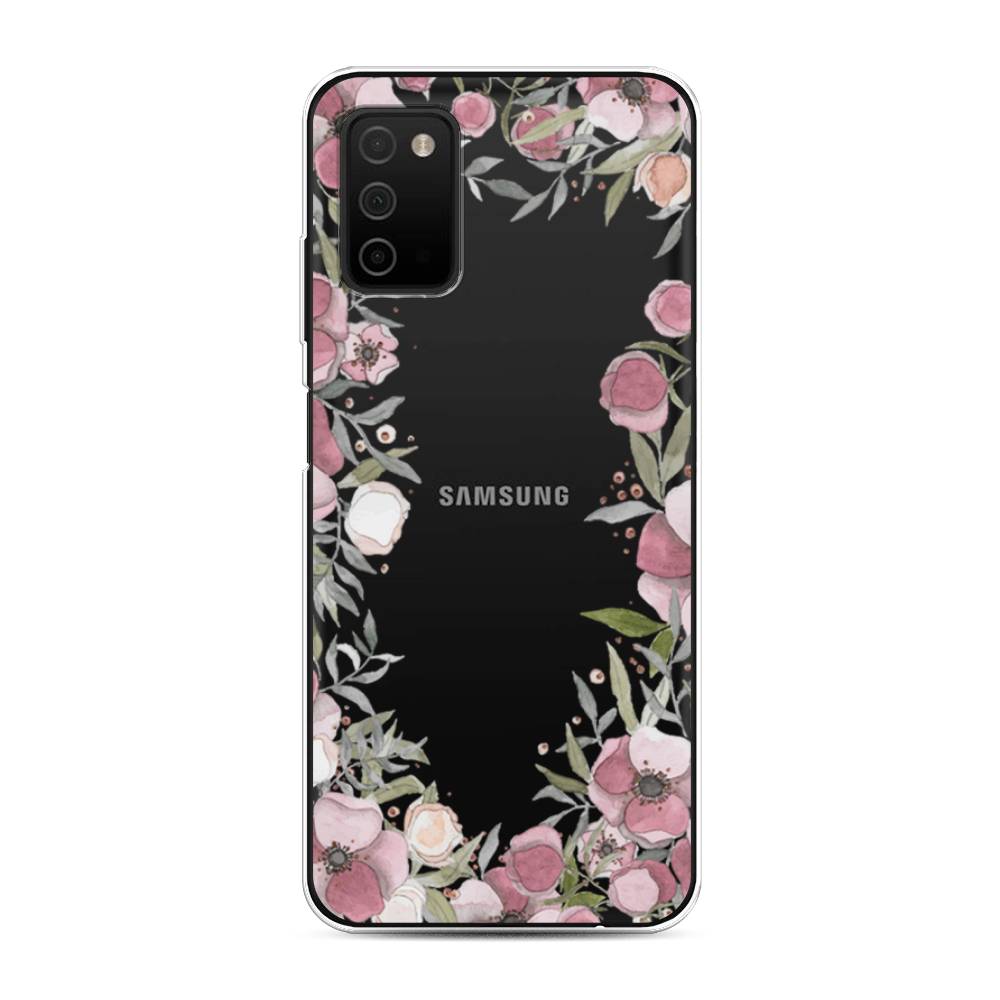 фото Силиконовый чехол "розовая цветочная рамка" на samsung galaxy a03s awog